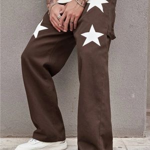 Cotton Star Print Loose Jeans